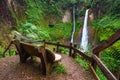 Empty bench at the Catarata del Toro waterfall in Costa Rica