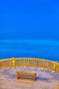 Empty bench at la concha beach Royalty Free Stock Photo