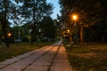 Empty bench at night in the park Royalty Free Stock Photo