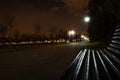Empty bench at night in the park Royalty Free Stock Photo