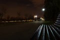 Empty bench at night in the park Royalty Free Stock Photo
