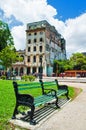 Empty bench on Old Havana park