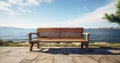 An Empty Bench Overlooking the Quiet Waters. Generative AI