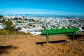 Empty bench overlooking the San Francisco skyline