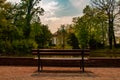 Empty bench in the park in city of Bad oeynhausen Royalty Free Stock Photo