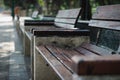 An Empty Bench in the park in the daytime Royalty Free Stock Photo