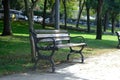 Empty Bench in the park for relaxing aisle