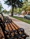 Empty bench in park , a view from Charlottetown Canada