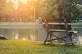 Empty bench in the park. Royalty Free Stock Photo