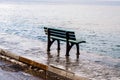 Empty Bench After The Rain On Windy Seaside - Turkey