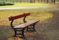 Empty bench in a raining day Royalty Free Stock Photo
