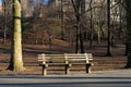 Empty Bench at Riverside Park in Morningside Heights of New York City Royalty Free Stock Photo