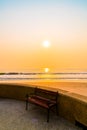 empty bench with sea beach background Royalty Free Stock Photo
