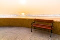 empty bench with sea beach background Royalty Free Stock Photo
