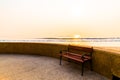 empty bench with sea beach background Royalty Free Stock Photo