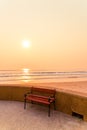 empty bench with sea beach background Royalty Free Stock Photo