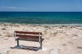 Empty bench at sea