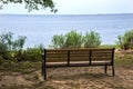 Empty Bench on the Shoreline of St. Marks River Royalty Free Stock Photo