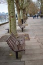 Empty bench on south bank london Royalty Free Stock Photo