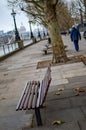 Empty bench on south bank at river thames