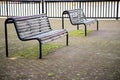 Empty Benches along the River Thames in London Royalty Free Stock Photo