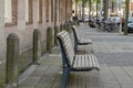 Empty Benches At The Nieuwezijds Voorburgwal Street At Amsterdam The Netherlands 2018