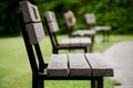 Empty benches in a public place Royalty Free Stock Photo