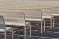 Empty Benches in Rows from Behind, Right Royalty Free Stock Photo