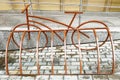 Empty bicycle parking bay in city. Sunny autumn day. Royalty Free Stock Photo