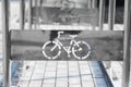 Empty bicycle parking with a sign of bicycle on a street. Royalty Free Stock Photo
