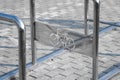 Empty bicycle parking with a sign of bicycle on a street. Royalty Free Stock Photo