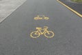 Empty bicycle way for bike in a park with cart sign Royalty Free Stock Photo