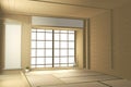 Empty big room Japanese tropical style. 3D rendering