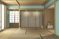 Empty big room Japanese tropical style. 3D rendering