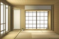 Empty big room Japanese tropical style. 3D rendering