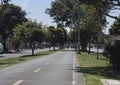 An empty bike path knowed as cicloruta at midday during bogota no car day event