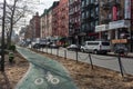 Bike Path at a Park between Buildings on the Lower East Side of New York City