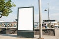 An empty billboard for advertising on the street near the seaport in Istanbul, Turkey. Street advertising.