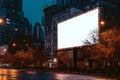 Empty Billboard in a Black City with a White Mockup AI Generated Royalty Free Stock Photo