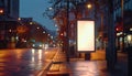 Empty Billboard on City Street at Night Royalty Free Stock Photo