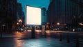 Empty Billboard on City Street at Night Royalty Free Stock Photo