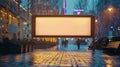 Empty Billboard on City Street at Night Royalty Free Stock Photo