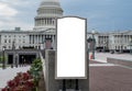 Empty billboard with copy space in front of Capital Hill in Washington DC mockup Royalty Free Stock Photo