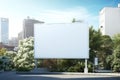 Empty billboard with copy space. Mock up of blank white street poster in square or park. Outdoor info banner Royalty Free Stock Photo