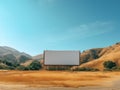 An empty billboard in the middle of a field. Generative AI image. Royalty Free Stock Photo