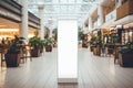 Empty billboard stand in shopping mall central corridor Royalty Free Stock Photo