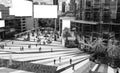 Empty billboards, People walking in front of Siam Paragon Department Store at Sukhumvit road Pathumwan Bangkok Thailand