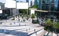 Empty billboards, People walking in front of Siam Paragon Department Store at Sukhumvit road Pathumwan Bangkok Thailand 