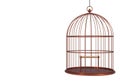 Empty bird copper cage Isolated on white background Royalty Free Stock Photo