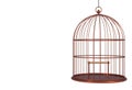 Empty bird copper cage Isolated on white background